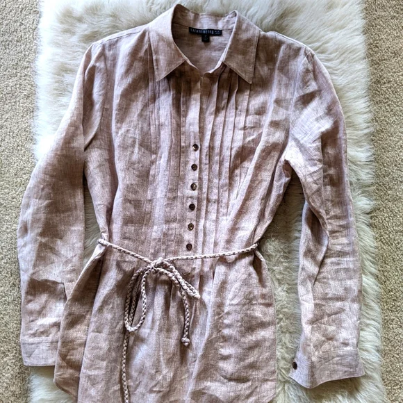 Lafayette 148 New York Dresses | Nwot Lafayette 148 Linen Dress | Color: Cream/Tan | Size: 12 | Mliden125'S Closet